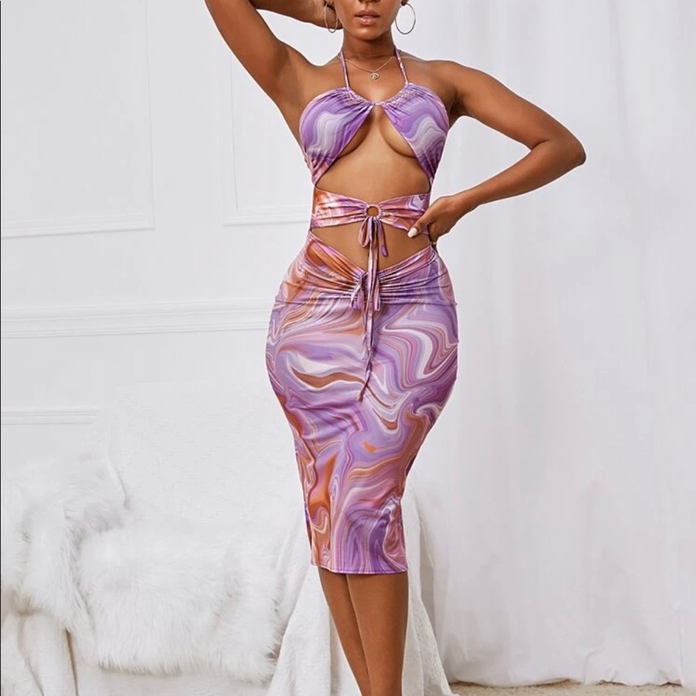 Marble Cutout BodyCon Women’s Dress